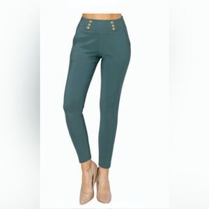 Women’s Slim Fit Scuba Trousers with Gold Button Detail pants size small